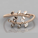 Load image into Gallery viewer, 18K Gold Beaded Leaf Diamond Ring – VS2 Diamonds, 0.22ct (Adjustable Leaf Design)