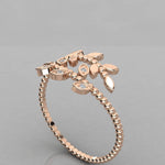 Load image into Gallery viewer, 18K Gold Beaded Leaf Diamond Ring – VS2 Diamonds, 0.22ct (Adjustable Leaf Design)