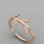 Load image into Gallery viewer, 18K Gold Diamond Leaf Ring ā VS2 Diamonds, 0.13ct (Nature-Inspired Design)