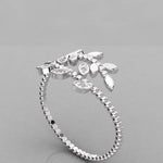 Load image into Gallery viewer, 18K Gold Beaded Leaf Diamond Ring – VS2 Diamonds, 0.22ct (Adjustable Leaf Design)
