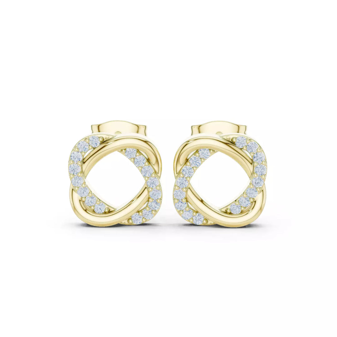 18K Gold Diamond Knot Stud Earrings – VS2 Diamonds, 0.26ct (11mm)