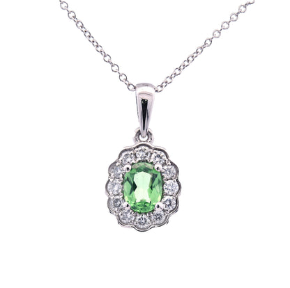 18k wite gold tsavorite and diamonds pendant