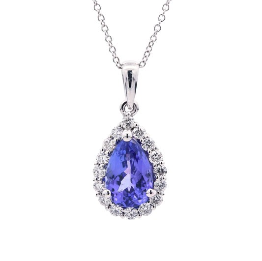 18k white gold tanzanite pendant