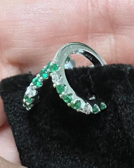 Claw Set Emerald Hoop Earrings