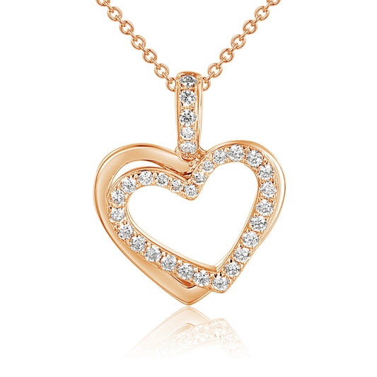Micro Set Round Diamond Heart Pendant