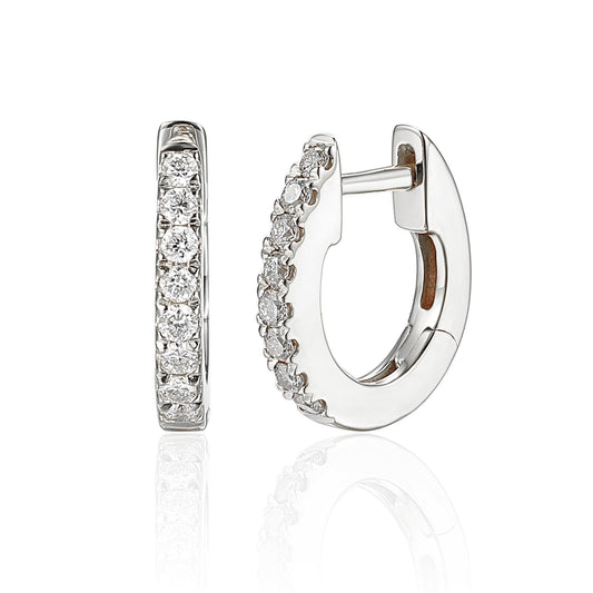 Micro Set Round Brilliant Cut Diamond Hoop Earrings