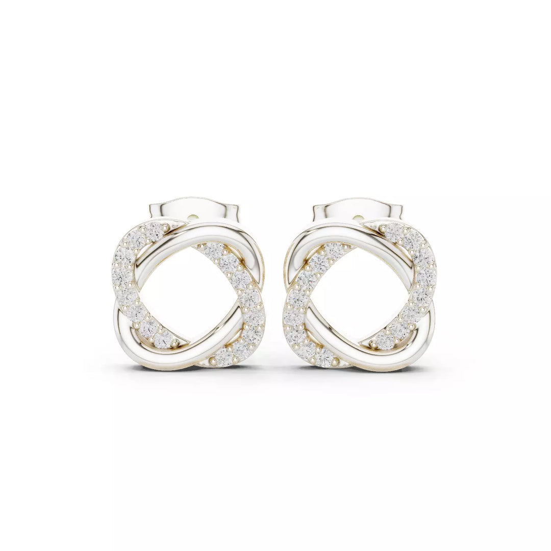 18K Gold Diamond Knot Stud Earrings – VS2 Diamonds, 0.26ct (11mm)