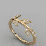 Load image into Gallery viewer, 18K Gold Diamond Leaf Ring – VS2 Diamonds, 0.13ct (Nature-Inspired Design)
