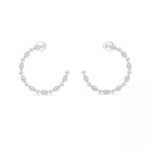 Load image into Gallery viewer, 18K Gold Diamond Open Hoop Earrings – Marquise &amp; Round Design (0.18ct, 26mm)
