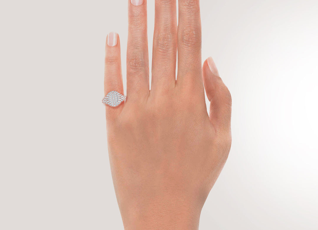 Womens Diamond Signet Ring 18k Gold Signet Ring natural diamonds 1.35ct VS2 G-H Colour