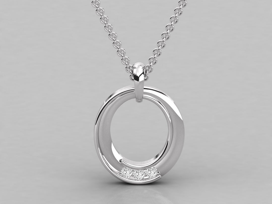 18K Gold Open Circle Diamond Pendant Necklace – 0.09 ct