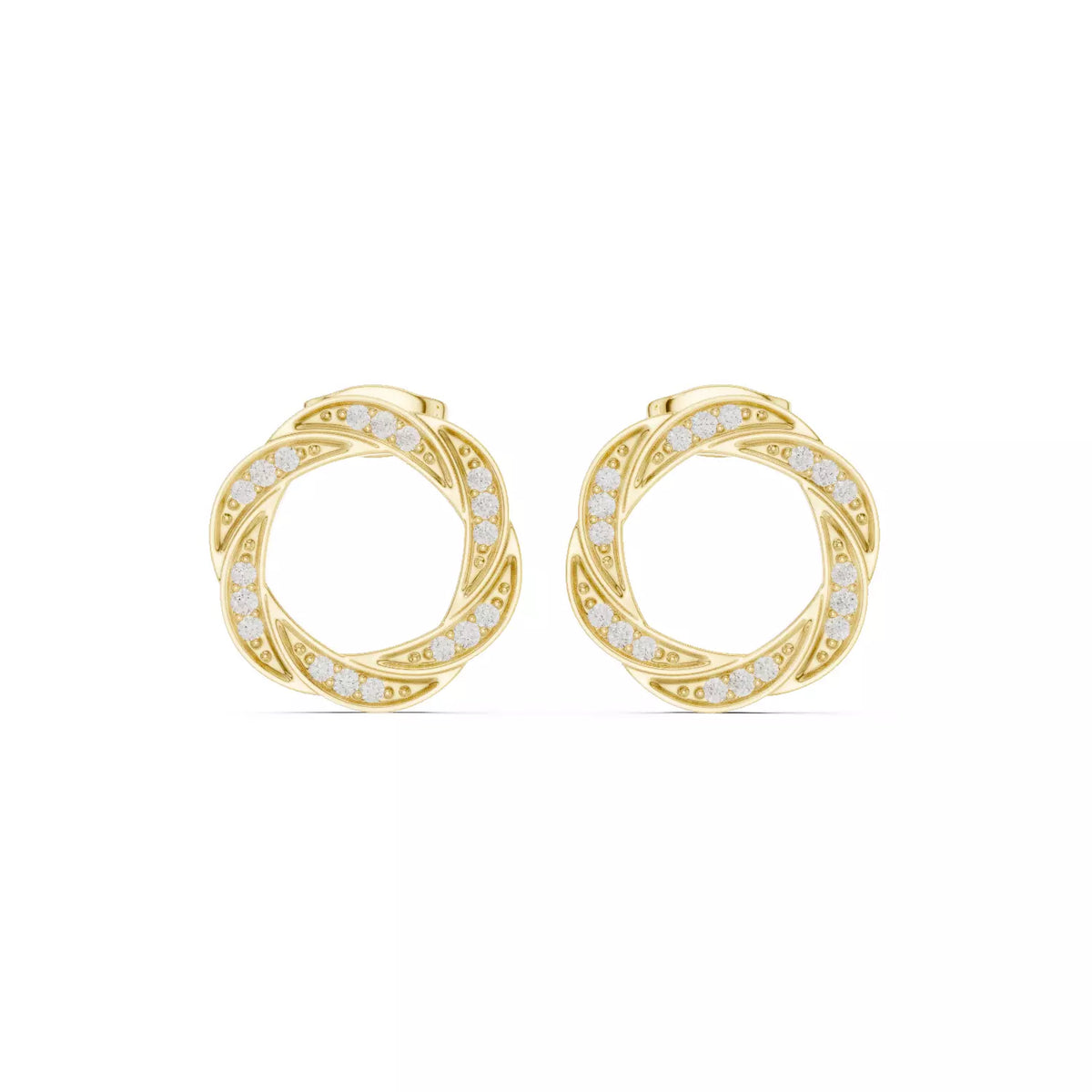 18k gold swirl diamond stud earrings – vs2 diamonds, 0