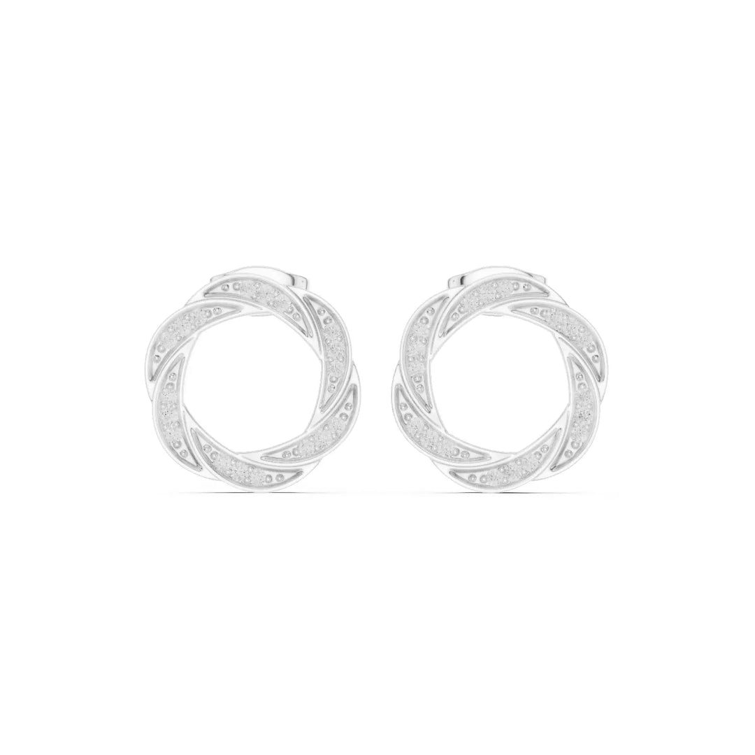 18K Gold Swirl Diamond Stud Earrings – VS2 Diamonds, 0.38ct (15mm)