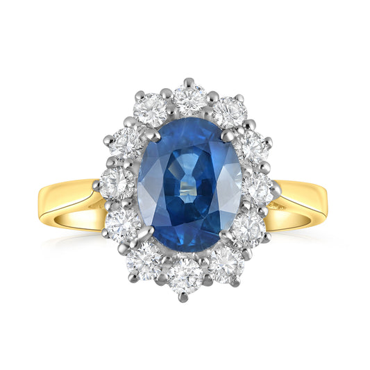 blue sapphire and diamonds ring