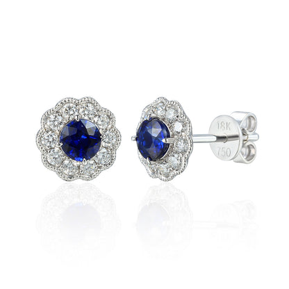 blue sapphire and diamonds studs