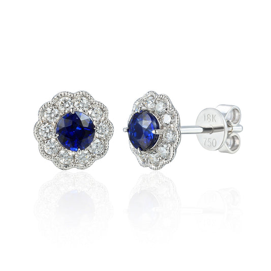 blue sapphire and diamonds studs