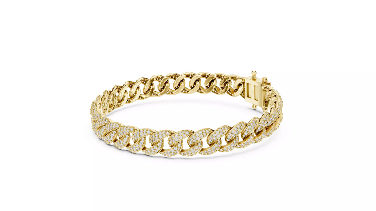 Cuban link round cut diamond bracelet woman 5ct natural diamonds