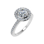 Load image into Gallery viewer, 18K Gold Round Halo Diamond Engagement Ring – 1.00ct VS2 G-H, Micro-Set Shoulders
