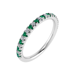 Load image into Gallery viewer, 18K Gold Emerald &amp; Diamond Half Eternity Ring – 0.18 ct
