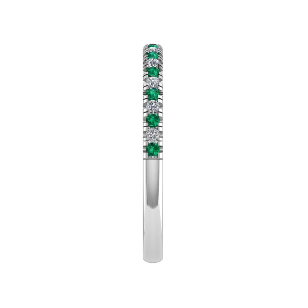 18K Gold Emerald & Diamond Half Eternity Ring – 0.18 ct