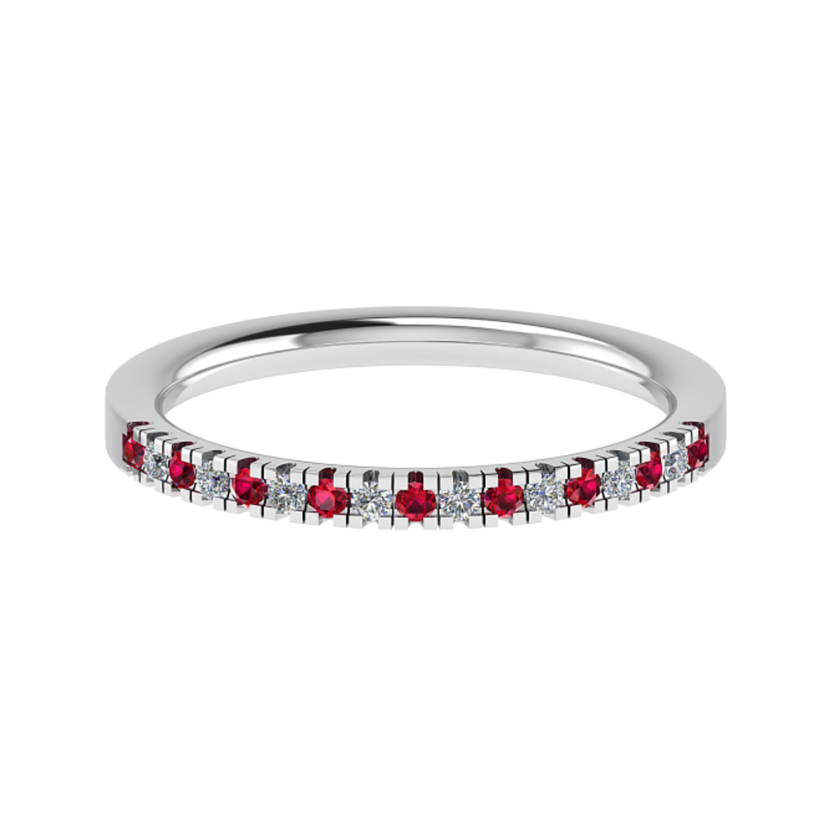18k gold ruby & diamond half eternity ring – 0