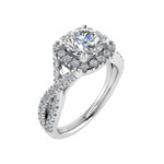 Load image into Gallery viewer, 18K Gold Round Halo Diamond Engagement Ring – 1.00ct VS2 G-H, Split Shoulder 0.50ct
