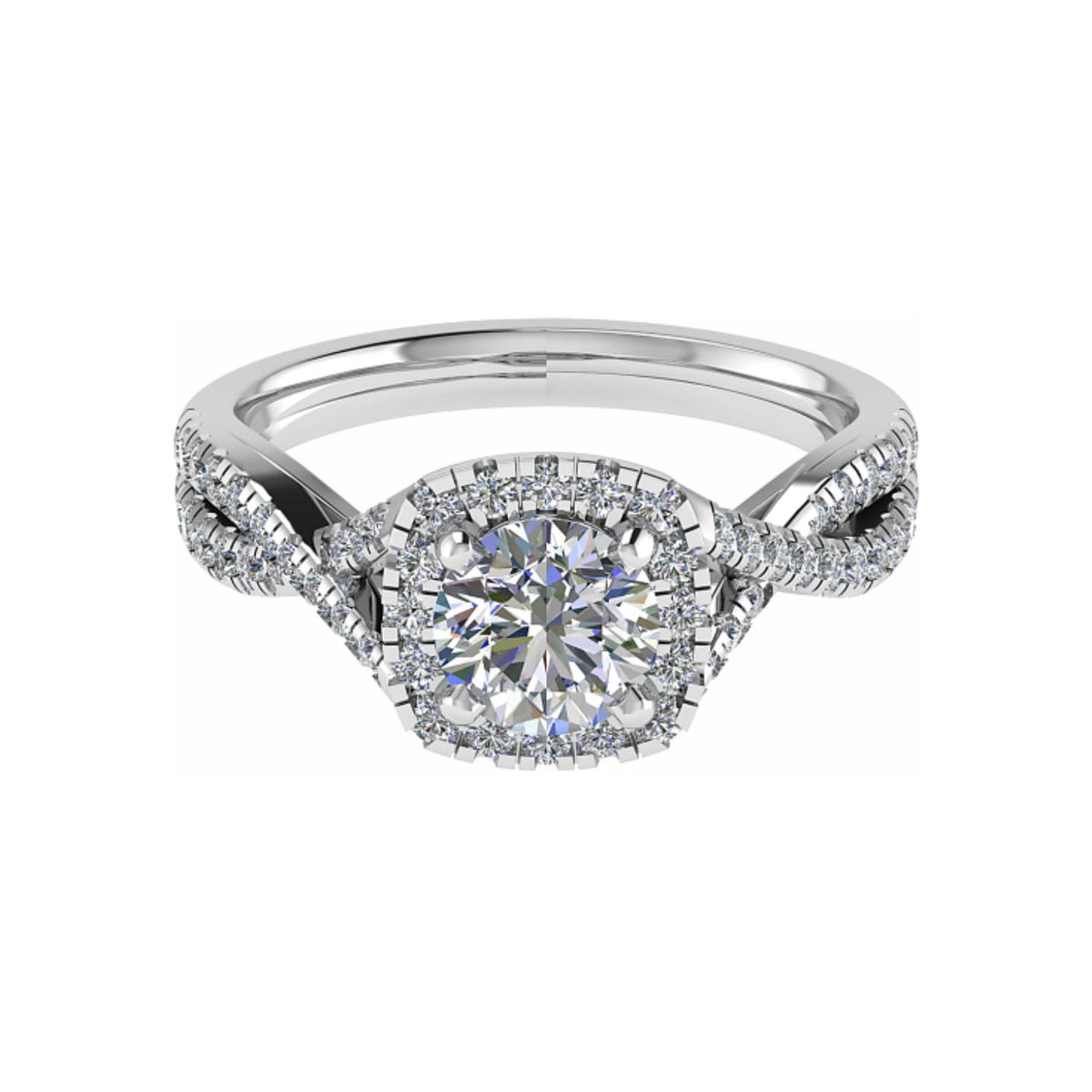 18k gold round halo diamond engagement ring – 1