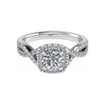 Load image into Gallery viewer, 18K Gold Round Halo Diamond Engagement Ring – 1.00ct VS2 G-H, Split Shoulder 0.50ct
