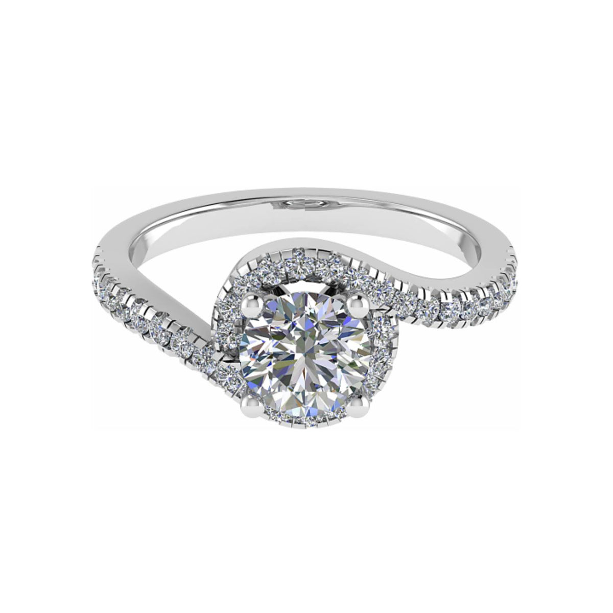 18k gold round halo twist diamond engagement ring – 1