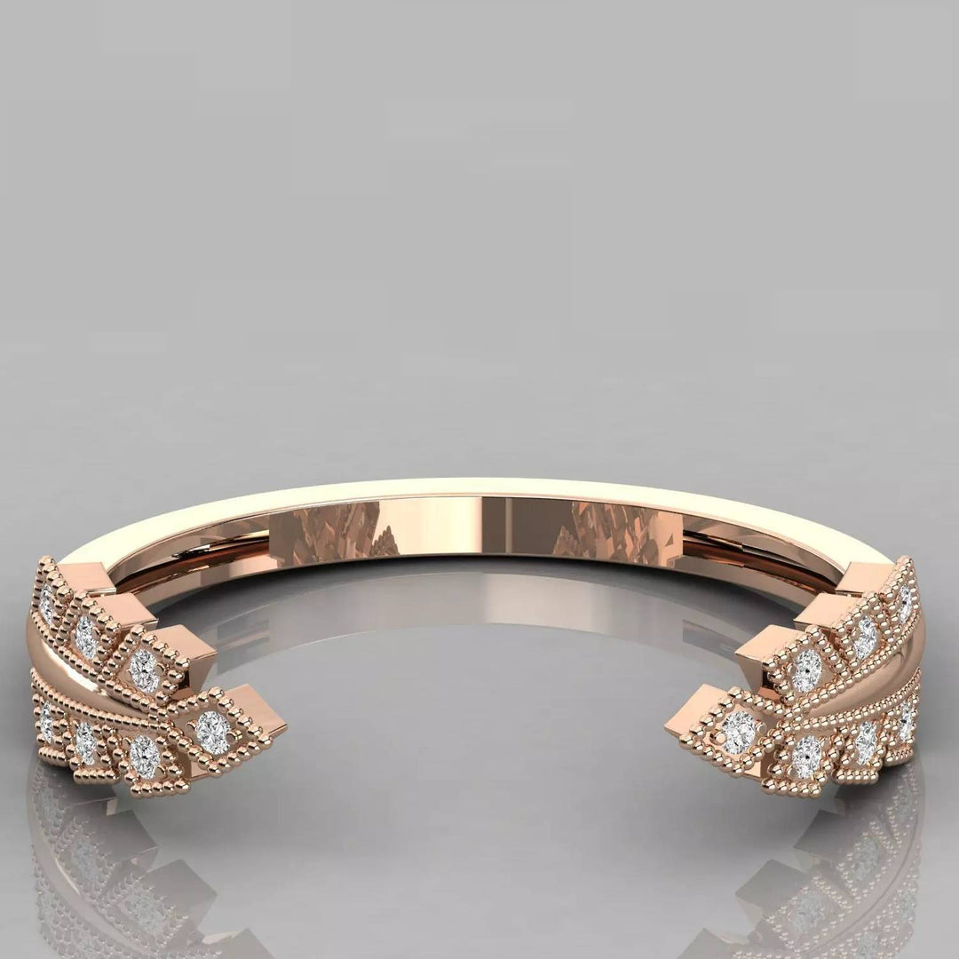 18K Gold Open Leaf Diamond Ring – Natural VS2 Diamonds, 0.14ct