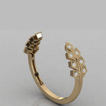 Load image into Gallery viewer, 18K Gold Open Leaf Diamond Ring – Natural VS2 Diamonds, 0.14ct

