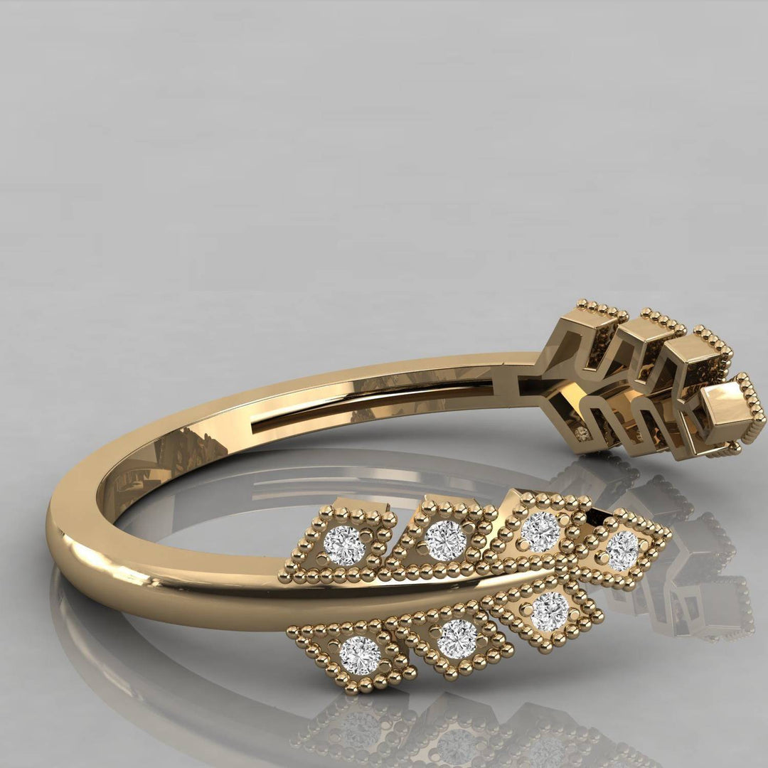 18K Gold Open Leaf Diamond Ring – Natural VS2 Diamonds, 0.14ct