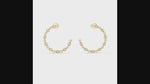 Load and play video in Gallery viewer, 18K Gold Diamond Open Hoop Earrings – Marquise &amp; Round Design (0.18ct, 26mm)
