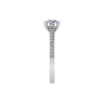 Load image into Gallery viewer, 18K Gold Round Diamond Solitaire Ring with Pavé Band – 1.00 ct
