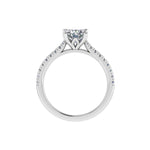 Load image into Gallery viewer, 18K Gold Round Diamond Solitaire Ring with Pavé Band – 1.00 ct
